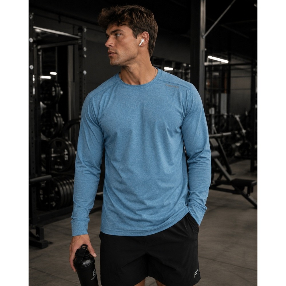 Fabletics Shirt Men Small Blue Cloud Jersey‎ Pullover Athleisure Gorpcore